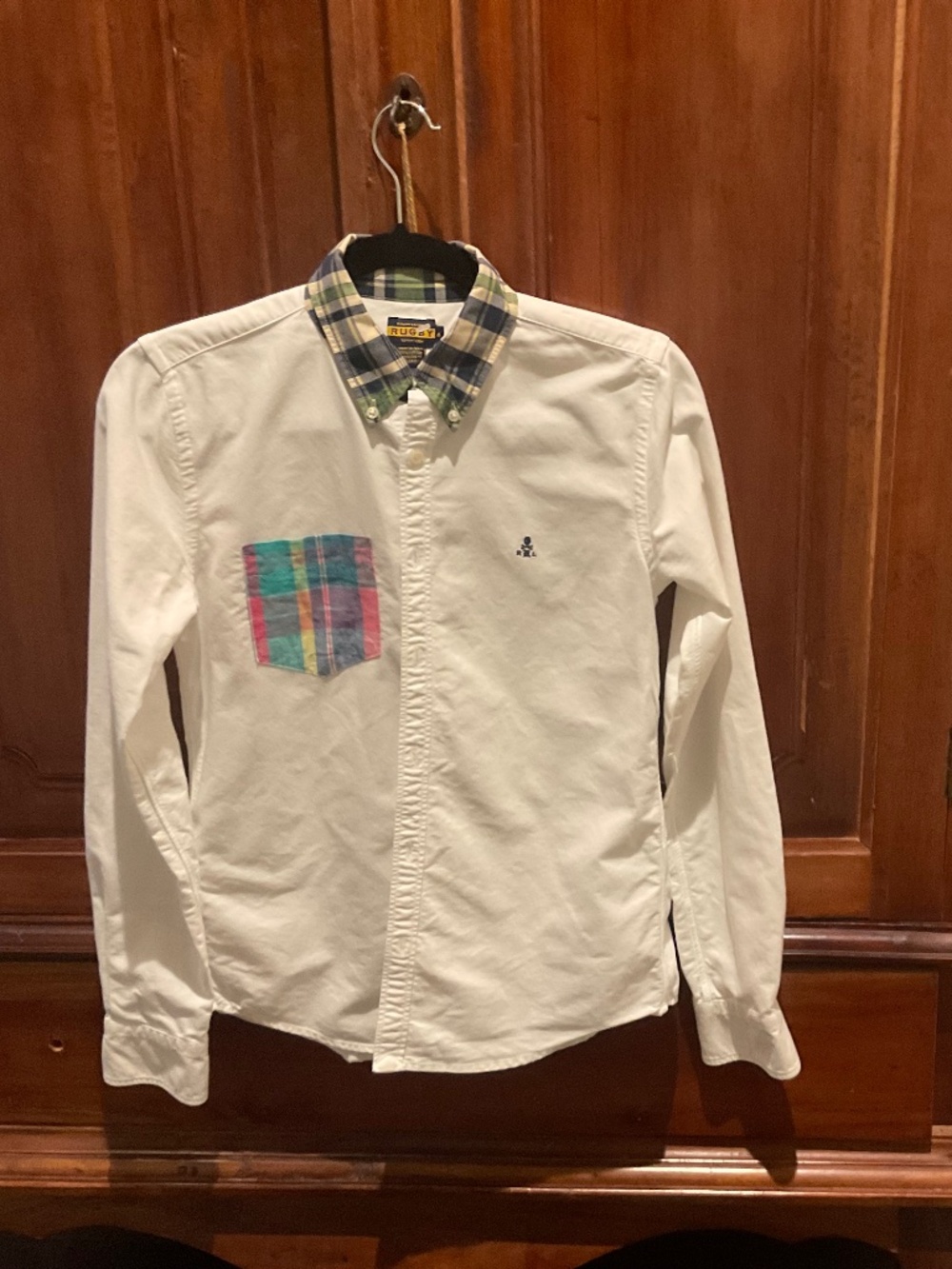 Ralph Lauren  Vintage Rugby Boys White  Button -Down Oxford   Shirt, Size M